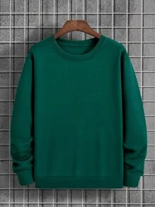 Men Solid Thermal Lined Sweatshirt - Green - View 1