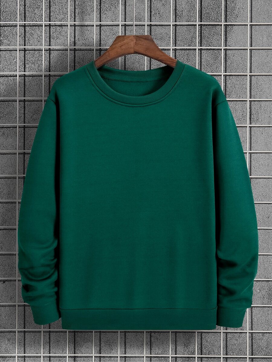 Men Solid Thermal Lined Sweatshirt - Green - View 1