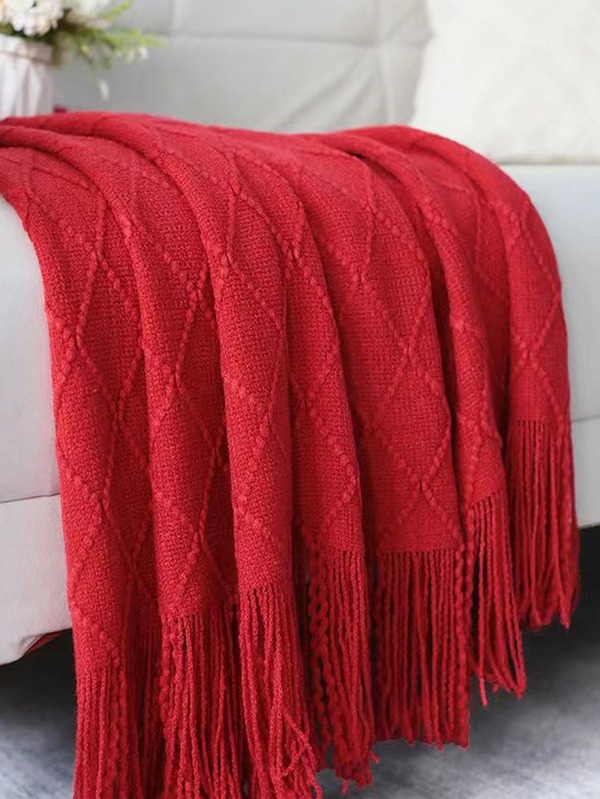 Fringe Decor Throw Blanket SHEIN EUR