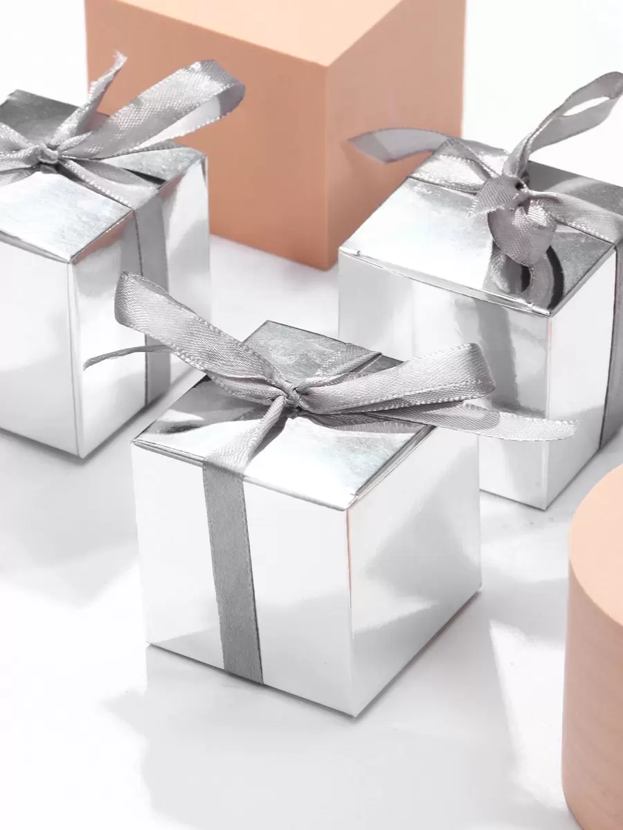 10 piezas Caja de regalo metálica - Plateado - Ver 1