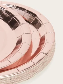 10入組金屬質感標語圖案一次性盤子