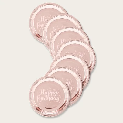 10入組金屬質感標語圖案一次性盤子