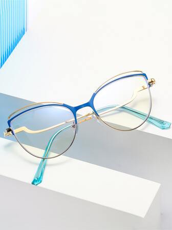 1 副猫眼有色平光镜片眼镜，适合日常佩戴