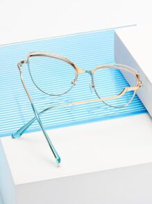 1副金属猫眼炫彩无度数眼镜，适合日常佩戴 - 淺藍色 - 查看 2