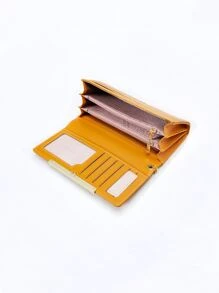 金屬裝飾折疊長款錢包 - 黃色 - 查看 6