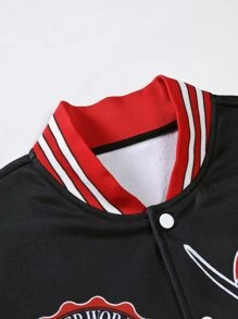 Manfinity LEGND Áo khoác Nam Nút phía trước Lá thư Đường phố - màu đen - Xem 4