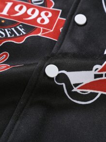 Manfinity LEGND Áo khoác Nam Nút phía trước Lá thư Đường phố - màu đen - Xem 5