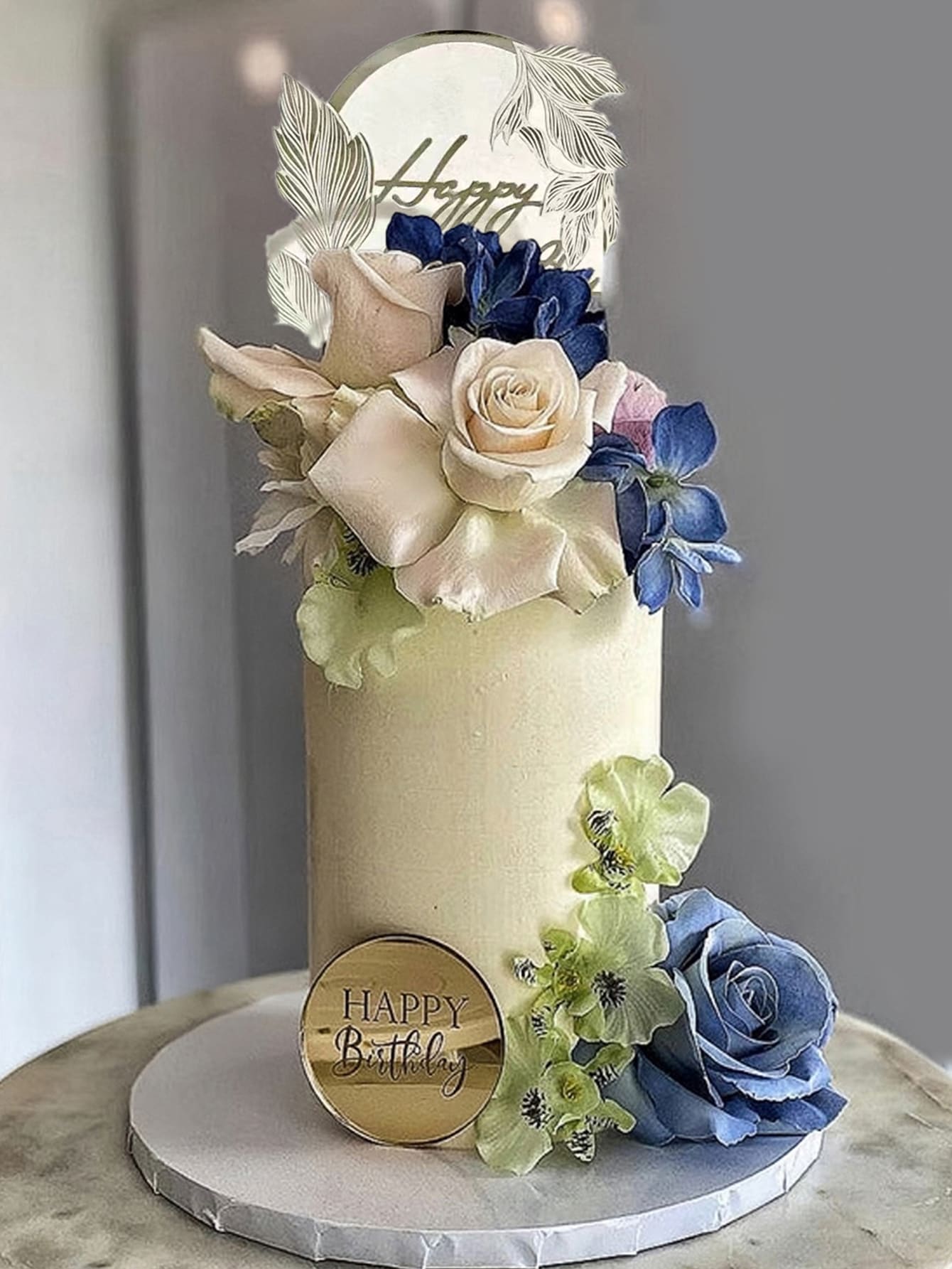 3pcs Leaf Decor Birthday Cake Topper - Multicolor - View 1