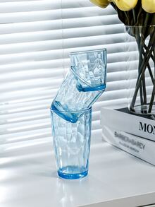 1pc Plain Clear Cup - Blue - View 3
