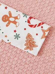 Toddler Girls Christmas Print Ruffle Trim Dress - White - View 6