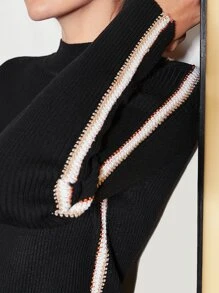 MOTF PREMIUM WOOL-MIX SIDE STRIPE JUMPER - Black - View 3