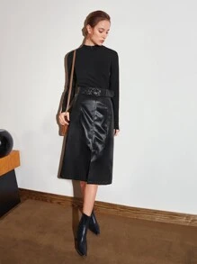 MOTF PREMIUM WOOL-MIX SIDE STRIPE JUMPER - Black - View 5