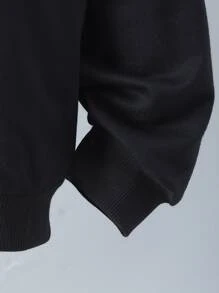 Girls Letter And Motorcycle Print Hoodie & Joggers - Black - View 4