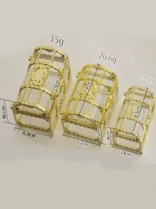 1 caja de almacenamiento de joyería de diseño Vintage, organizador de joyería de plástico transparente portátil, para el hogar - Dorado - Ver 3