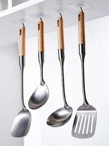 10pcs Transparent Stainless Steel Strong Self Adhesive Hooks Key Storage Hanger For Kitchen Bathroom Door Wall Multi-Function - Clear - View 3