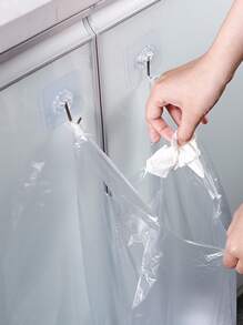 10pcs Transparent Stainless Steel Strong Self Adhesive Hooks Key Storage Hanger For Kitchen Bathroom Door Wall Multi-Function - Clear - View 7