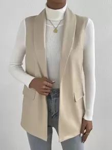 BizChic 青果領開門襟馬甲西裝外套 - 杏色 - 查看 1