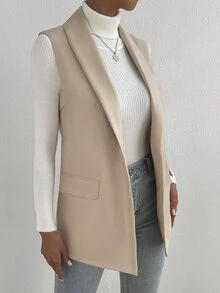 BizChic 青果領開門襟馬甲西裝外套 - 杏色 - 查看 2