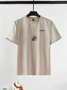 GENTILAND Men Mountain & Sun Print Tee - Apricot - View 2