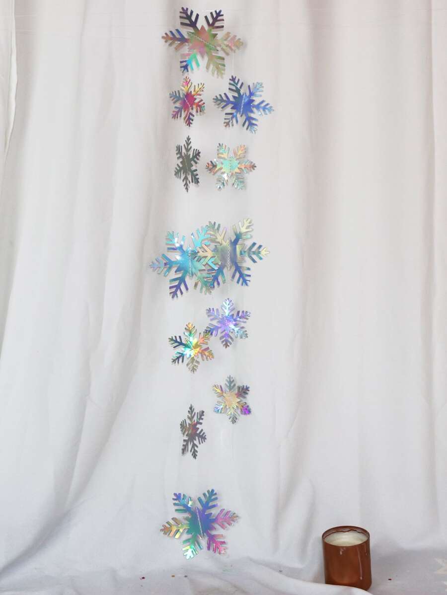 1pc Holographic Snowflake Decor Paper Garland - Multicolor - View 1