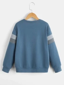 SHEIN Sportlicher Sweatshirt für Tween Jungen mit Farbblock- und Dinosaurier Muster, lässig und niedlich, geeignet für den täglichen Gebrauch im Frühling und Herbst