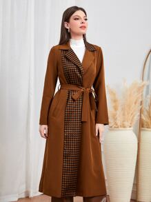 Mulvari 千鳥格拼塊西裝領腰帶外套