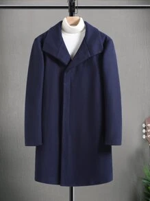 Manfinity Homme Hombres 1 pieza Abrigo unicolor - Azul Marino - Ver 3