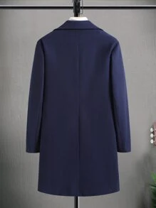 Manfinity Homme Hombres 1 pieza Abrigo unicolor - Azul Marino - Ver 2
