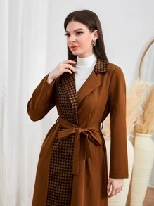 Mulvari 千鳥格拼塊西裝領腰帶外套