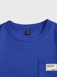 Manfinity RebelGame 男士補丁細節運動衫 - 寶藍色 - 查看 3