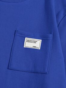 Manfinity RebelGame 男士補丁細節運動衫 - 寶藍色 - 查看 4