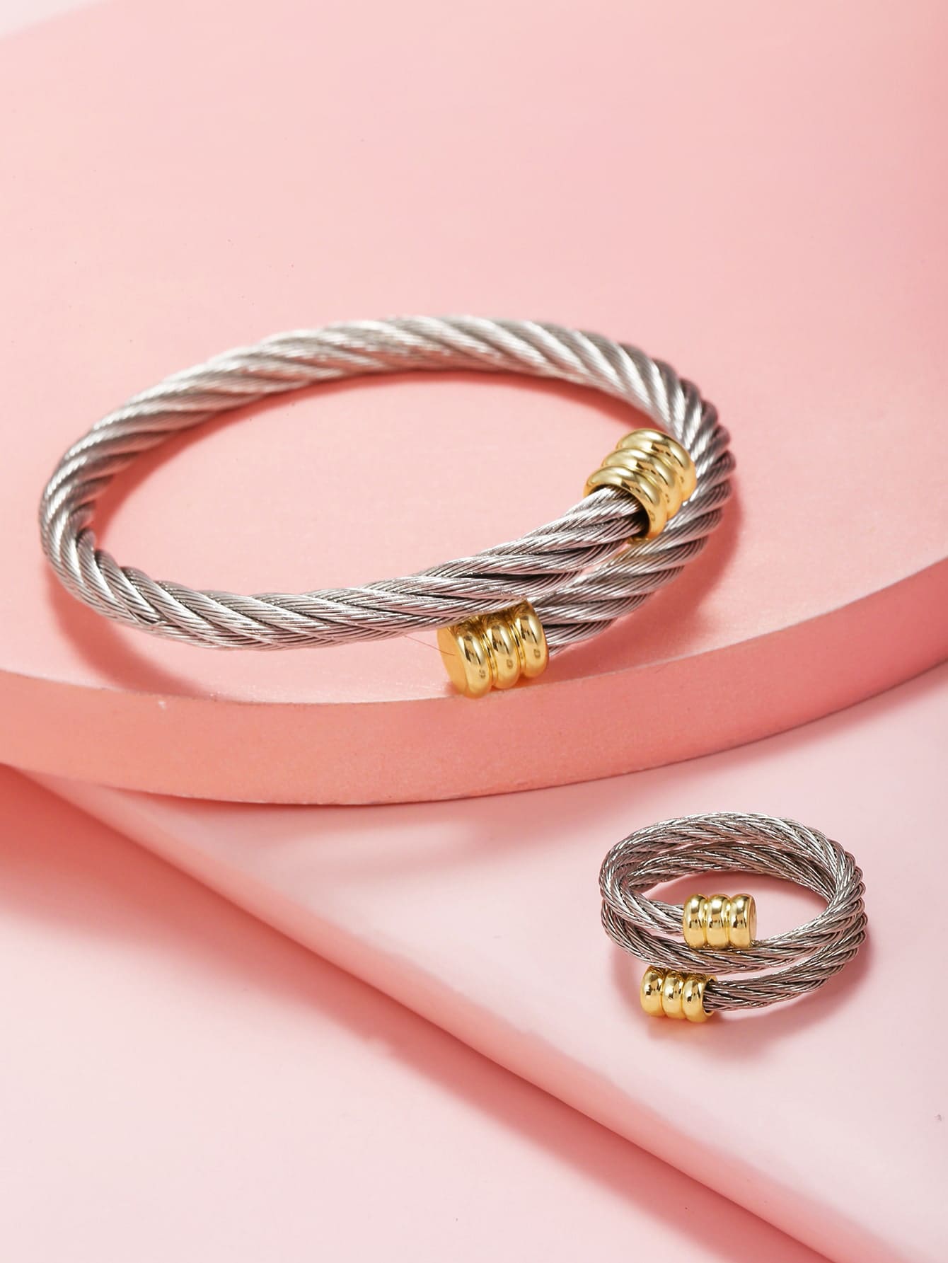 2pcs Stainless Steel Jewelry Set - Silver - View 1