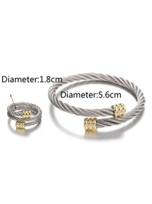 2pcs Stainless Steel Jewelry Set - Silver - View 3