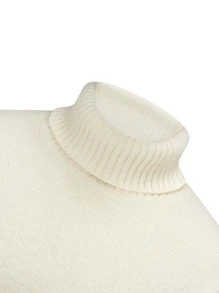 Manfinity Men Turtleneck Drop Shoulder Thermal Jumper - Beige - View 3