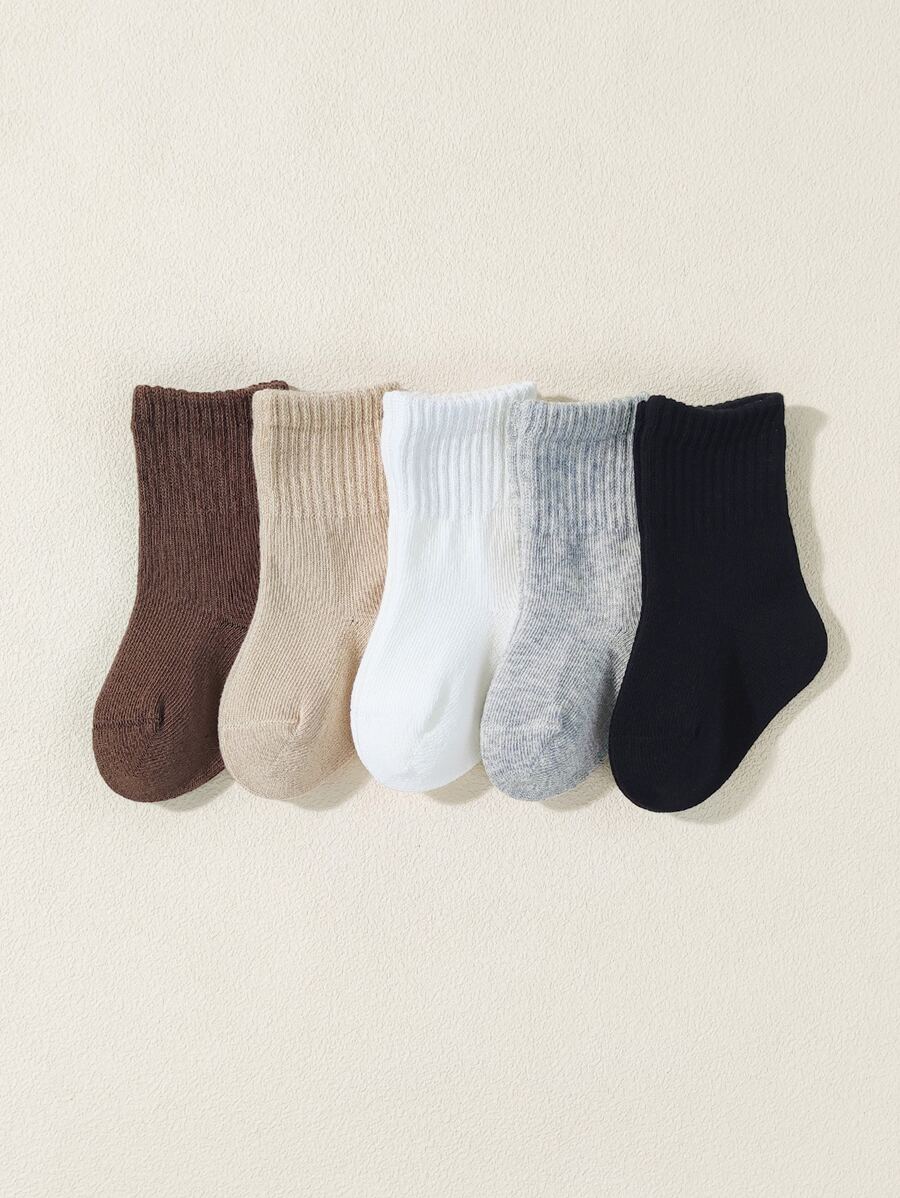 Bebé 5 pares Calcetines unicolor