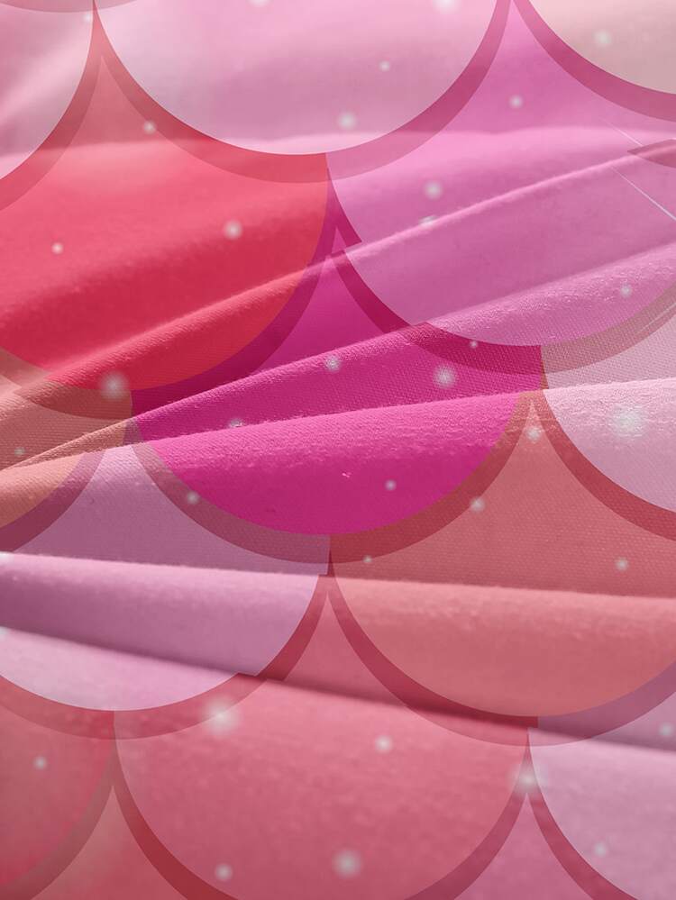 Set colcha sin relleno con patrón de escama de pescado - Multicolor - Añade 5