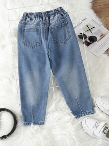 Toddler Boys Ripped Frayed Bleach Wash Jogger Jeans - Light Wash - View 2