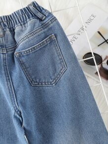 Toddler Boys Ripped Frayed Bleach Wash Jogger Jeans - Light Wash - View 5