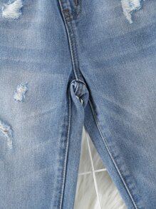 Toddler Boys Ripped Frayed Bleach Wash Jogger Jeans - Light Wash - View 7