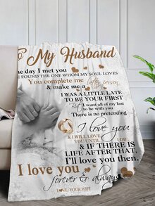 1pc Slogan Graphic Blanket - Multicolor - View 3