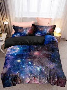 Galaxy Pattern Duvet Cover Set Without Filler - Multicolor - View 1