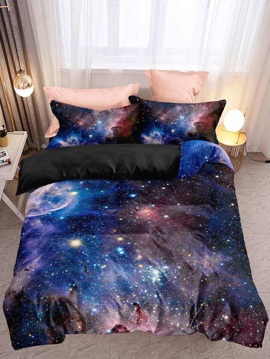Galaxy Pattern Duvet Cover Set Without Filler - Multicolor - View 1