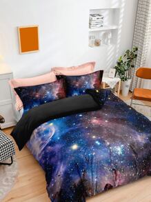 Galaxy Pattern Duvet Cover Set Without Filler - Multicolor - View 2