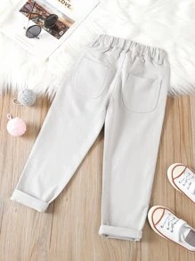 SHEIN Vintaside Kids 男童休闲简约学院风松紧腰宽松牛仔裤，时尚秋冬款 - 淺灰色 - 查看 2