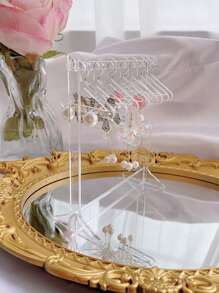 1set Clear Hanger Design Jewelry Storage Rack, Simple PS Earrings Display Holder For Home - Clear - View 1