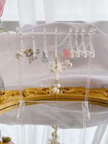 1set Clear Hanger Design Jewelry Storage Rack, Simple PS Earrings Display Holder For Home - Clear - View 2