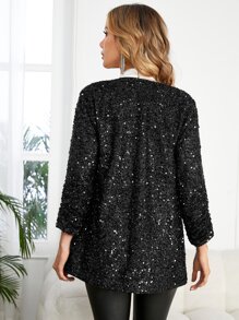 EMERY ROSE Open Front Sequin Blazer In Fall/Winter