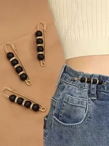 4 件水钻和珠子装饰别针 - 彩色 - 查看 1