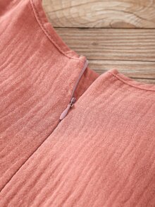 SHEIN Toddler Girls Floral Embroidery Ruffle Trim Dress - Pink - View 6