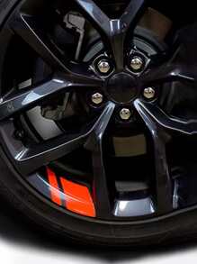 6 piezas Pegatinas de modificación de cubo de rueda de coche universal en rojo - Rojo - Ver 1